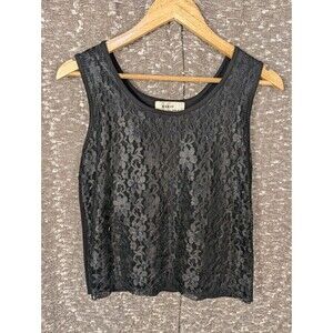 Vintage Kikit Maurice Sasson Lacy Beaded Black Tank Top Womens‎ Medium